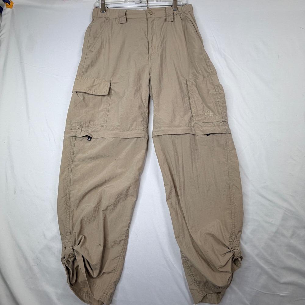 The North Face Convertible Cargo Pants Boys XL Tan Khaki Zip Off Hiking Outdoor